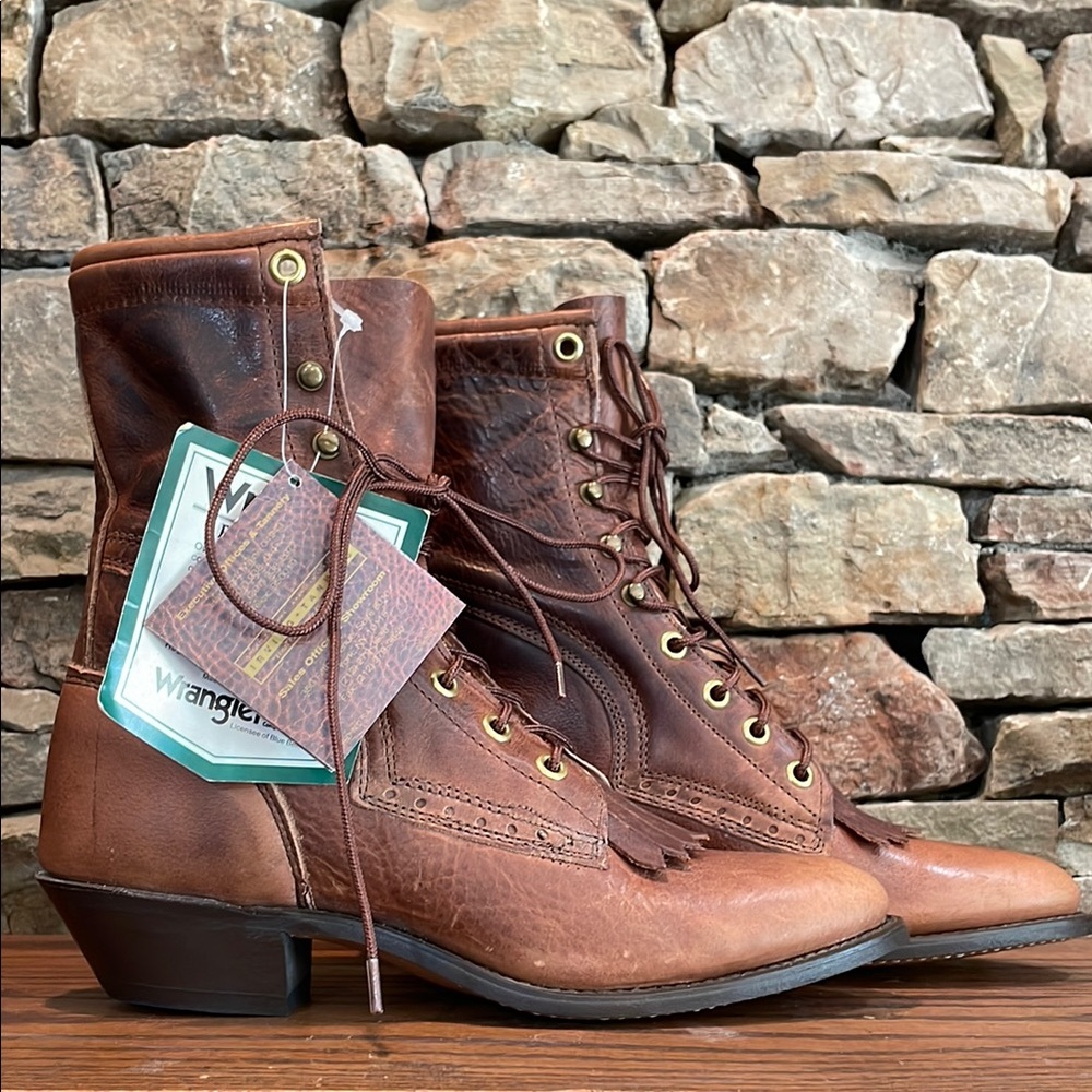 Wrangler Ladies Rugged Wear Distressed Leather Packer Boots